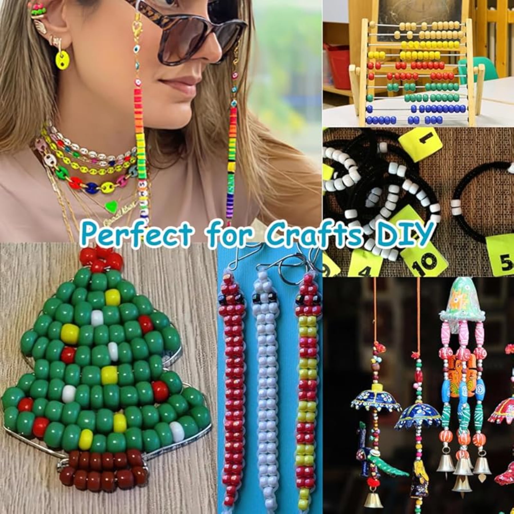 4000 Pcs Bulk Pony Beads for Jewelry Making, 6x9mm Colorful Plastic Craft Beads for DIY Bracelets, Keychains and Hair Accessories