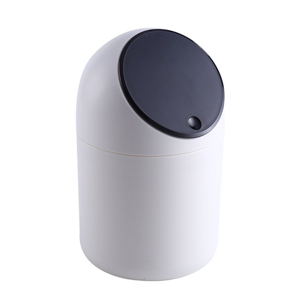 BRIGHTFUFU 1pc simplicidad mini escritorio bote de basura prensa tapa abatible basurero mesa contenedor de basura contenedor (tapa negra)