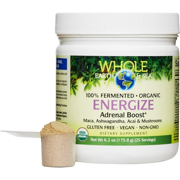Natural Factors Whole Earth & Sea, Energize Adrenal Boost with Maca Root, Ashwagandha & More 6.2 Oz Powder