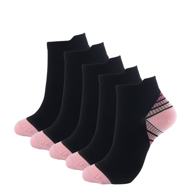 Innerwin Sports Sock Ankle Support Compression Socks Moisture Wicking Adults Soft Low Cut Women Universal Color Block Comfy Pink L/XL