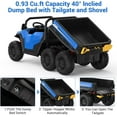 thumbnail image 6 of Rugerasy 24V 4WD 6-Wheel Electric Ride On Dump Truck,with Remote Control,2 Seater Dump Truck Toy,Includes Interactive Shovel,Dump Bed,LED Lights & Music Player for Big Ages 3+,Blue, 6 of 8