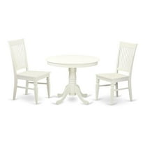 East West Furniture Antique 3-piece Wood Dining Table Set in Rich Linen White