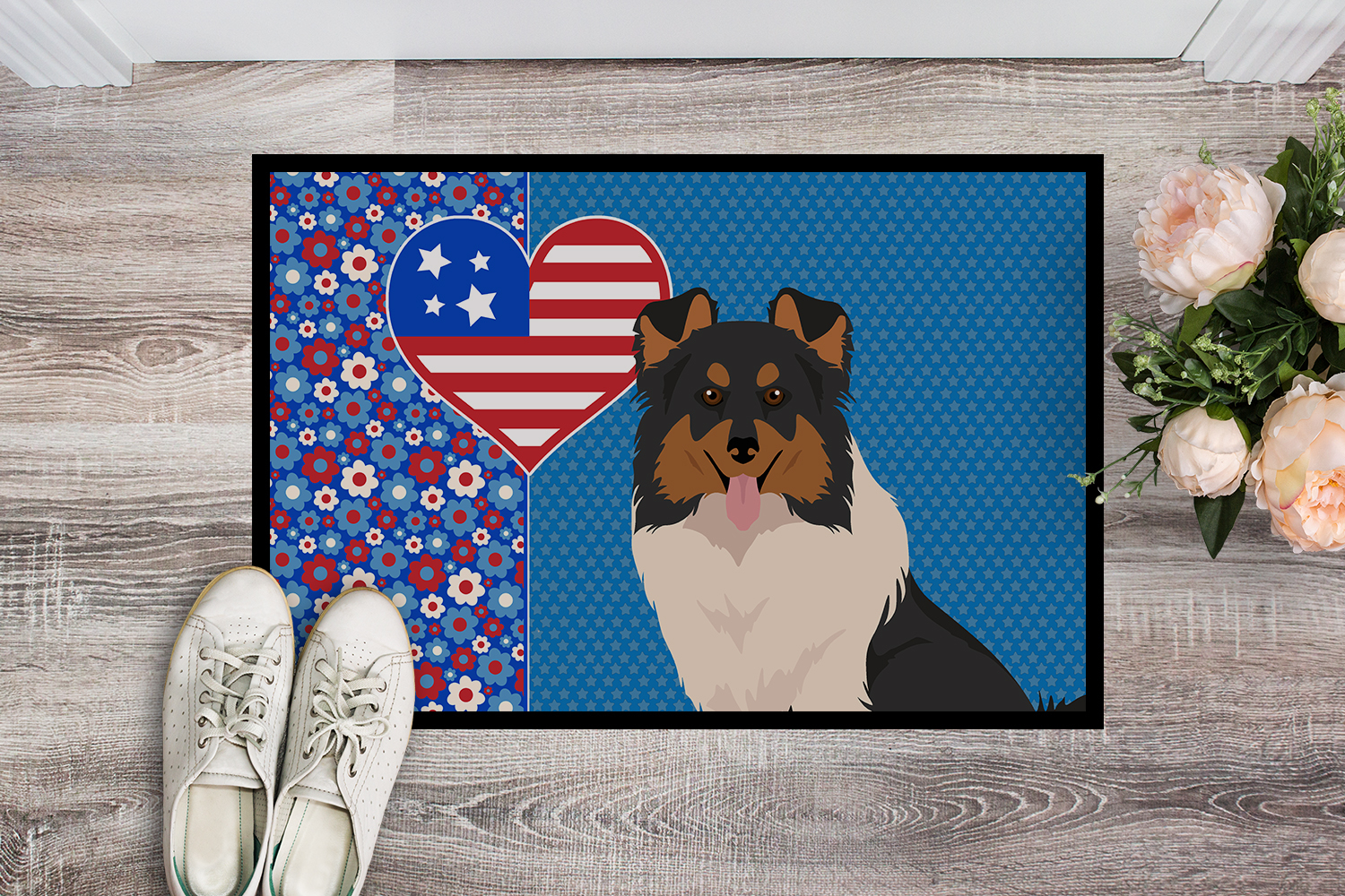 Tricolor Sheltie Indoor or Outdoor Mat 24x36 36 in x 24 in
