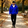 thumbnail image 6 of Men's Quarter Zip Hoodie Oversized Pullover Sweatshirt, Drawstring Hood Long Sleeve Athletic Workout Outdoor Casual Hooded Top Blue L, 6 of 8