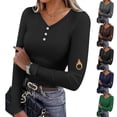thumbnail image 1 of Sentmoon Vêtements d'Automne Femmes Automne et Hiver Vêtements de Base à Manches Longues Col en V Chaud pour Activités Extérieures et Randonnée Marine TG, 1 of 9