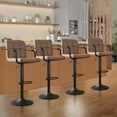 thumbnail image 3 of JONPONY Bar Stools Set of 4, Back and Armrest,Vintage Leather Modern Bar Chairs for Home and Kitchen Counter,Brown,Low Back, 3 of 10