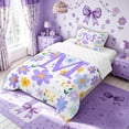 thumbnail image 2 of Meiyoeat Spring Daisy Floral Twin Comforter Sets for Women Girls, Cute Initial M Letter Bedding Set, Lavender Purple, Reversible, 2-Piece, 2 of 6