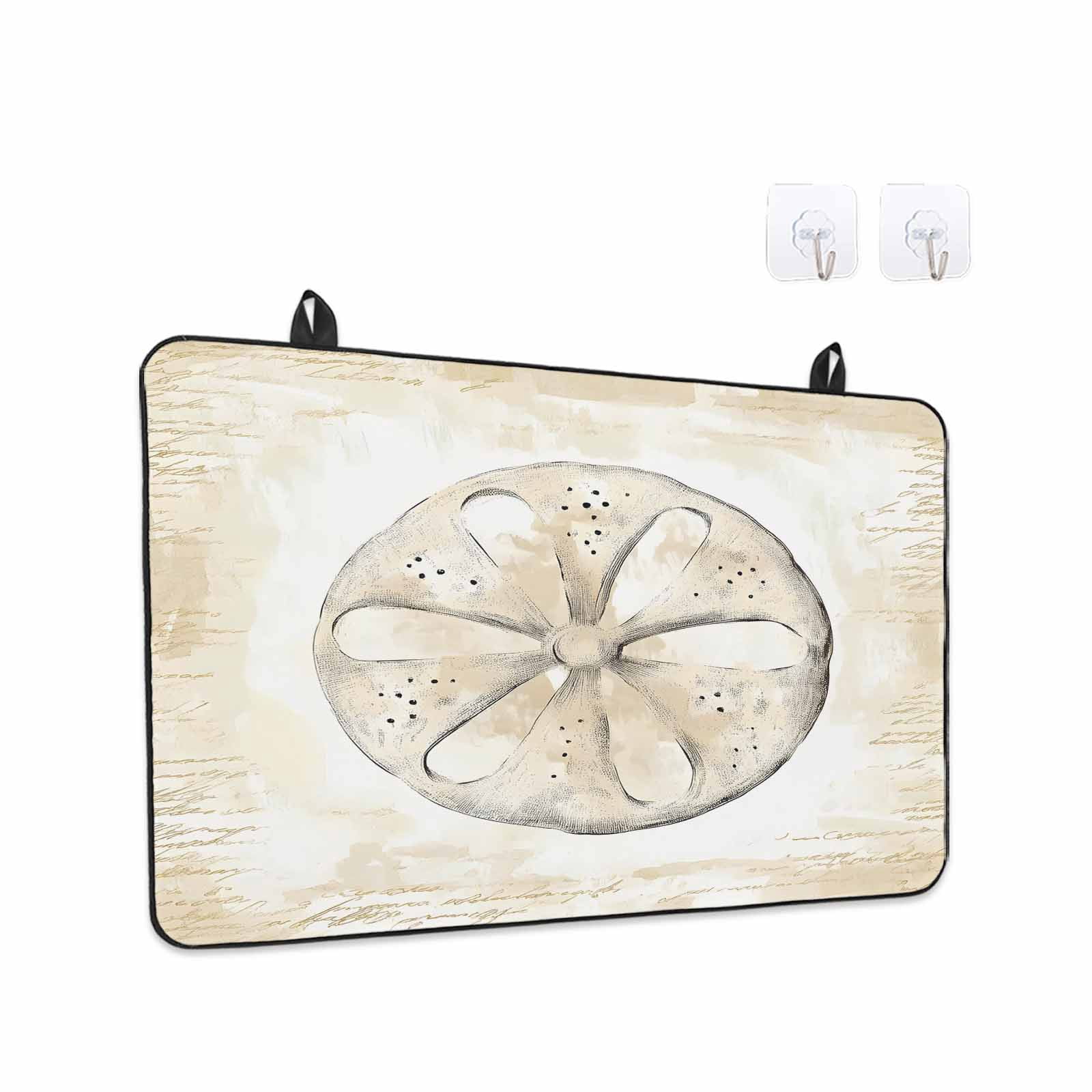 Sand Dollar Coastal Stove Top Cover for Electric Stove, Heat-proof & Non Slip Glass Top Stove Cover Protector, Summer Beach Beige Ocean Kitchen Flat Cooktop Rubber Mat 24x21 Inches