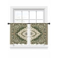 thumbnail image 2 of Green Boho Semi Sheer Curtains 54 Inch Length 2 Panels Set, Chic Traditional Antique Geometric Rustic Sheer Kitchen Curtain Privacy Voile Window Curtain for Living Room Bedroom Rod Pocket Drapes, 2 of 7