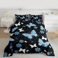 thumbnail image 2 of Feelyou Dreamy Blue Butterfly Queen Comforter Set, Cartoon Groovy Floral Bedding Sets, Teens Kids Girls Women Reversible Bedding Comforter Set, Microfiber Bedroom Decor, 3 Pieces, 2 of 8