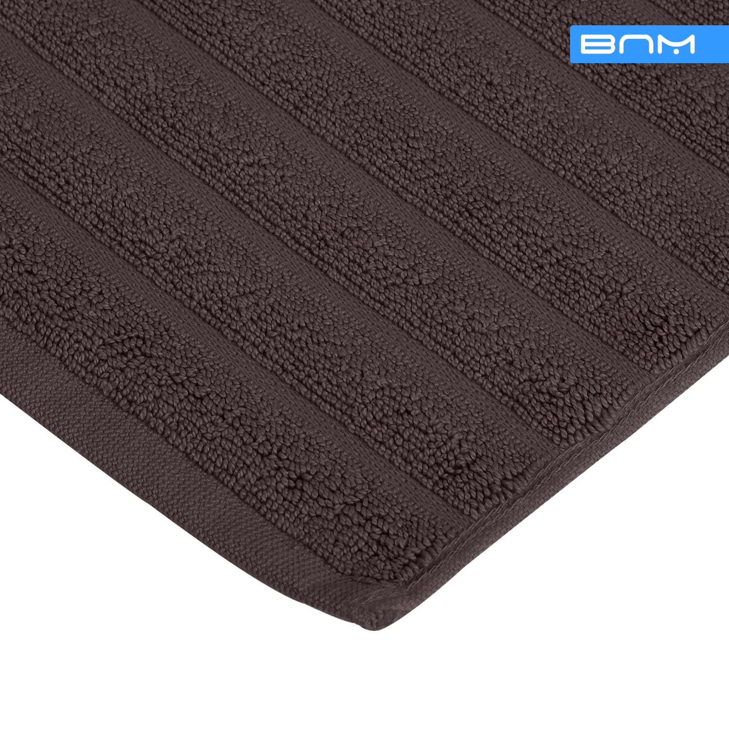 Lined 100% Combed Cotton Bath Mats Set for Bathroom 2 Piece, Black