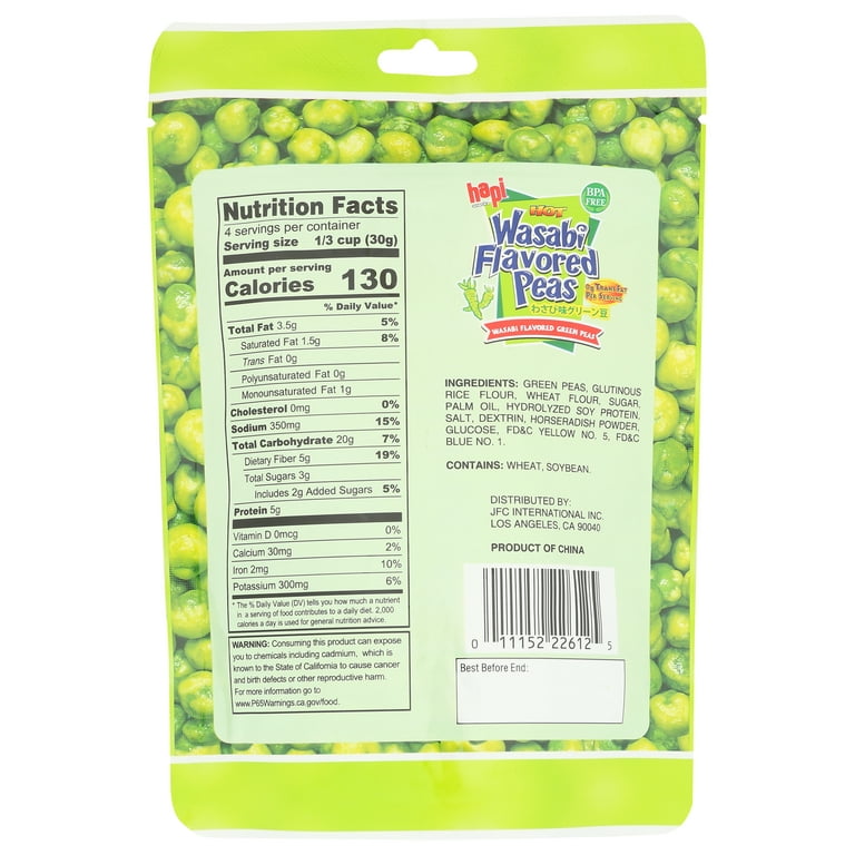 Hapi Snacks Hot Wasabi Peas, Flavored Crisp in Resealable Bag