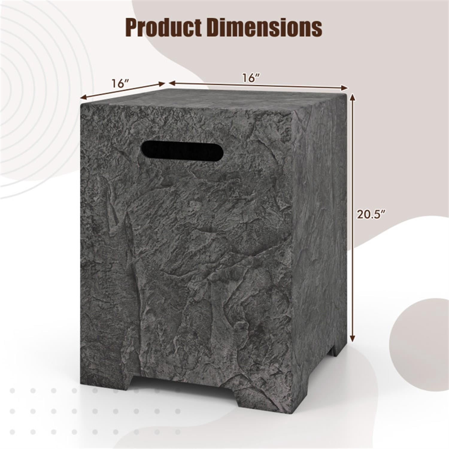 Demi Bonn Propane Tank Cover Table with Hideaway Tank Holder and Lava Rocks, 50 000 BTU Fire Pit Table Set, Gray