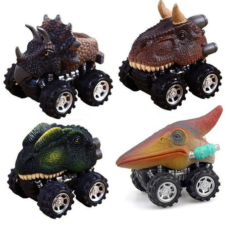 4PCS Mini Toy Car  Dinosaur Model  Animal Children Gift Toy Pull Back Car (Best Pull Back Cars)