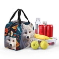 thumbnail image 4 of Yiaed White Wolf With Flowers Print Insulated Lunch Bag Reusable Cute Tote Lunch Box, Leakproof Cooler Lunch Bags for Work Office Travel School Picnic, 4 of 5