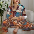 thumbnail image 4 of Goofa Artistic Orange Carnation Skull Printed Women’s 2 Piece Pajama Set Super,Pajamas Women's Long Sleeve Sleepwear Soft Button Down Loungewear Pjs Lounge Set Nightwear-X-Large, 4 of 9