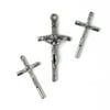 DIY Metal Cross Crucifix Pendants, Religious Accent Charm Set of 3, Silver