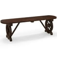 thumbnail image 2 of Costway Patio Rustic Wood Bench with Wagon Wheel Base Slatted Seat Design 710 LBS Max Load, 2 of 9