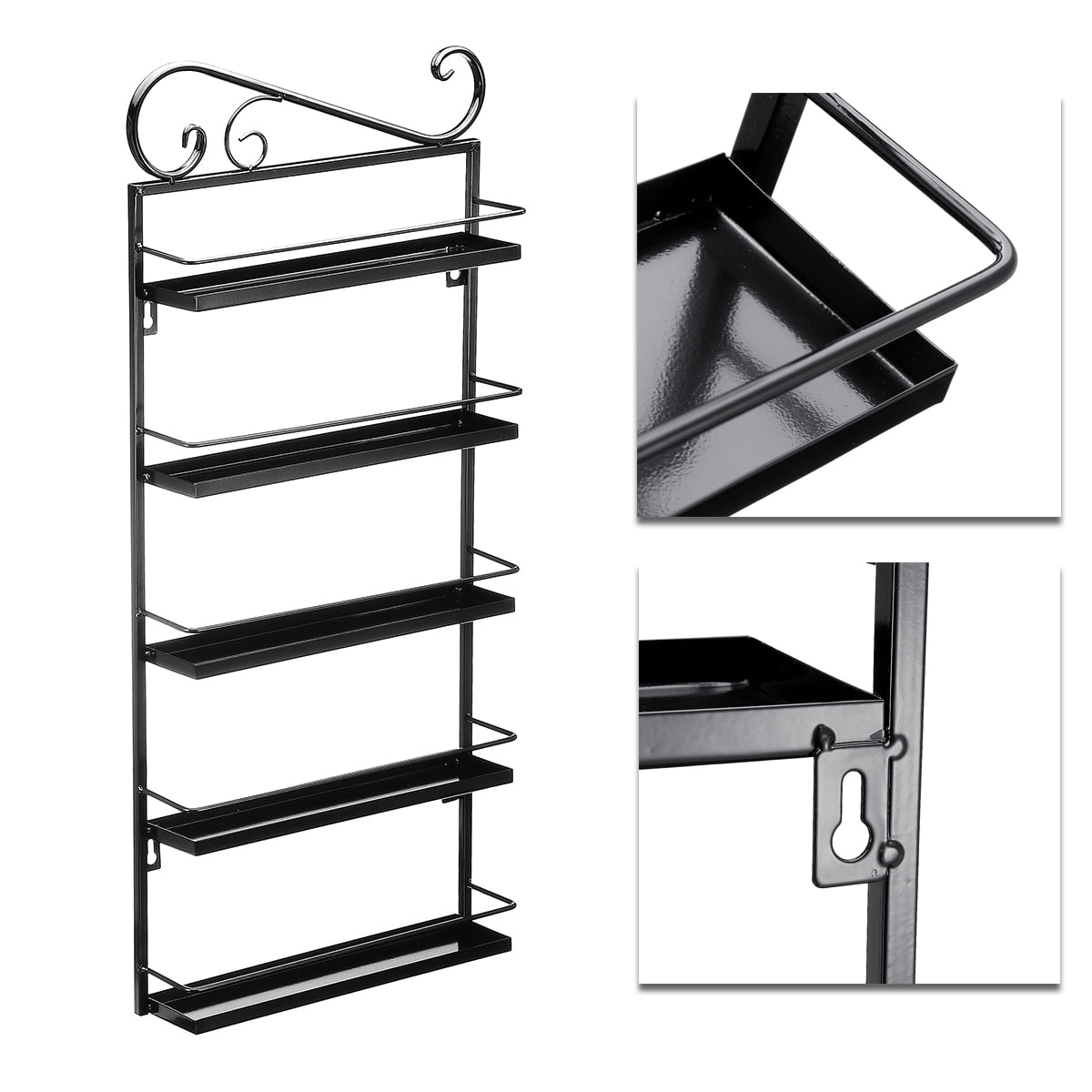 2PACK 5Tier Wall Mounted Spice Rack & Kitchen Spice