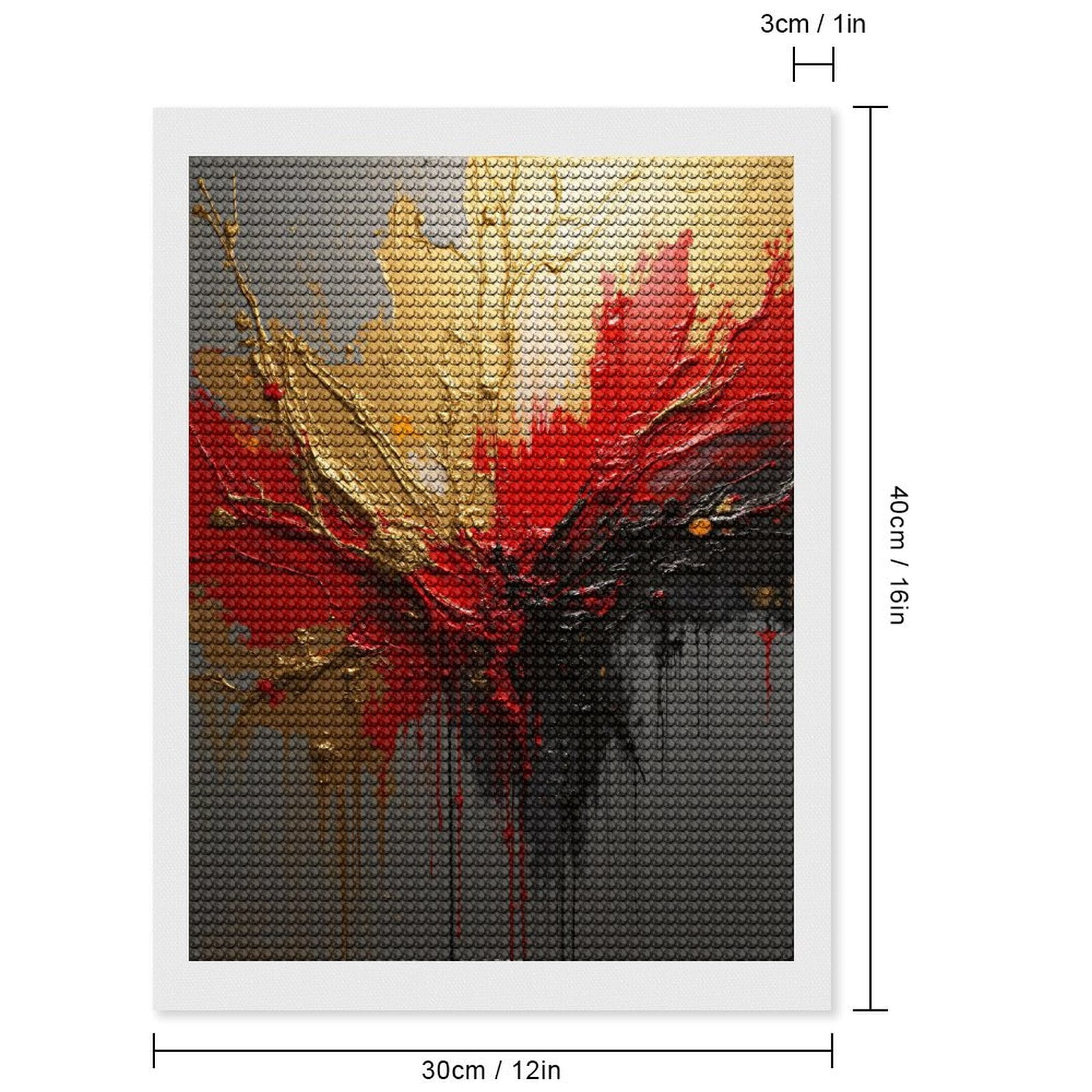 Diamond Art Kits for Adults, Abstract Red Gold Explosion Art 5D Diamond Painting Kits for Adults Beginners, DIY Full Drill Diamond Painting, Gem Art and Crafts 12x16