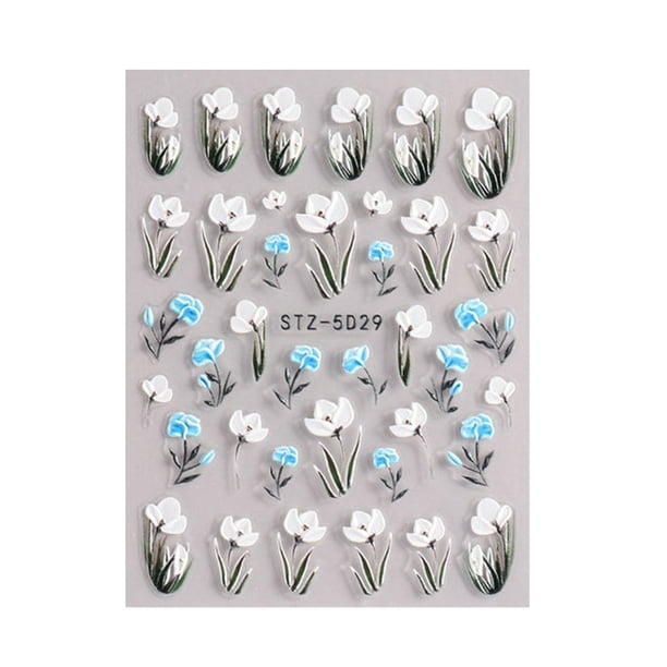 6pcs pegatina de uñas 5D CAMELLIA pegatina de uñas para uñas de acrílico decoración de diseño