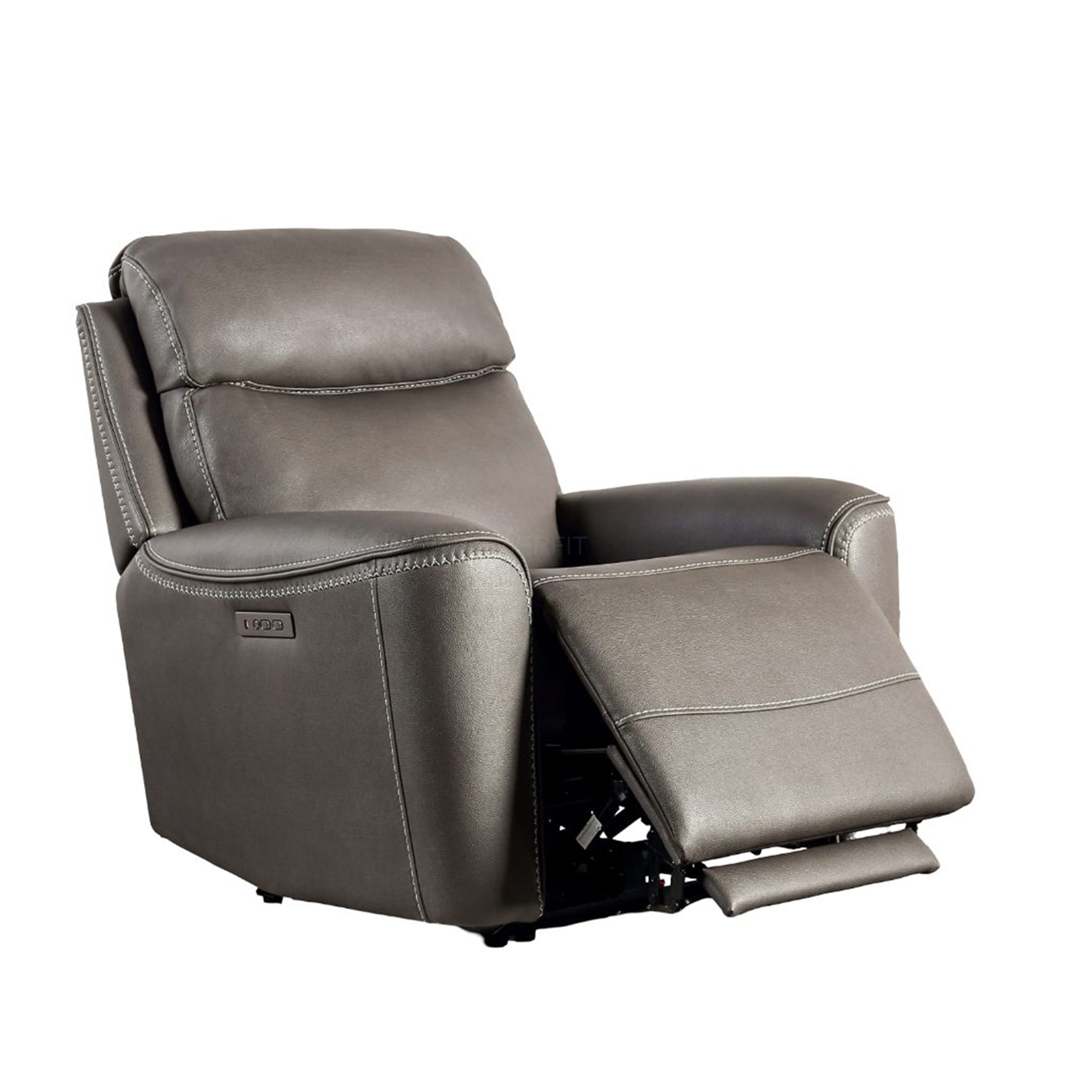 JERFIT Modern Power Recliner Chair with Zero Gravity, Gray Leather Reclining Chair for Living Room with Extendable Footrest and Padded Armrests