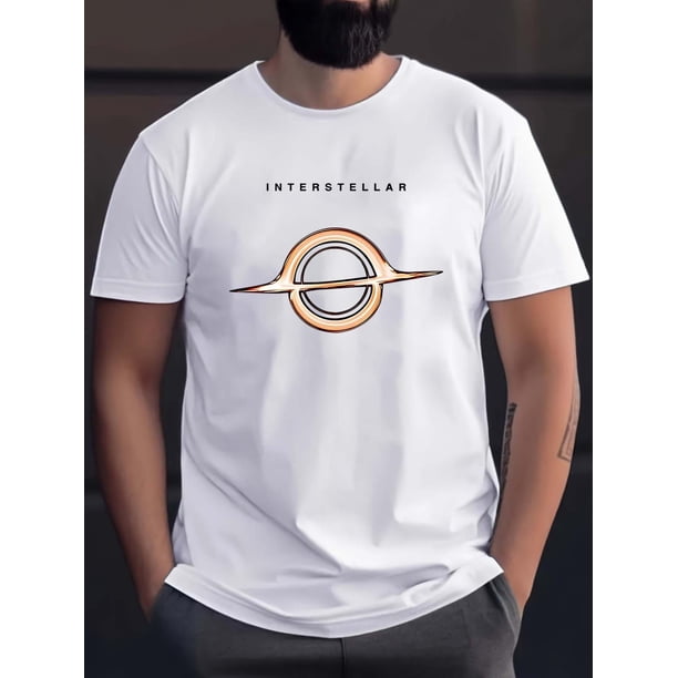 Interstellar Planet Print Short Sleeved T-shirt, Casual Comfy Versatile Top, Men's Leisure Everyday Spring/Summer Clothing Tee For Adult, Men, Women, Teen, Teenager, Adolescent, Youth