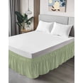 thumbnail image 4 of Vintage Sage Green Bed Skirt Queen Size, Farmhouse Retro Beige Solid Color Wrap Around Bed Skirting with Adjustable Elastic Strap, Dust Ruffle Pleated Bedskirts 18 Inch Drop for Bedroom Queen Beds, 4 of 9