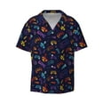 thumbnail image 2 of Lsque Games print Men's Cuban Collar Short Sleeve Shirt Summer Beachwear Casual Button Down Fashionable Vacation Leisure Shirt-Large, 2 of 7