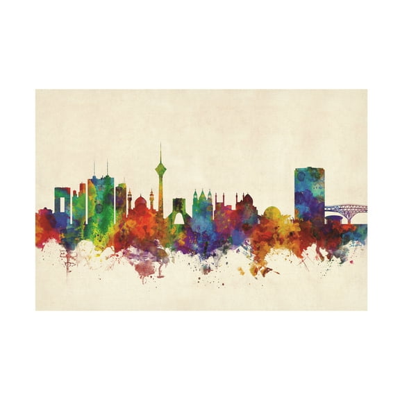 Trademark Fine Art Michael Tompsett Tehran Iran Skyline III Canvas Wall Art - 16x24