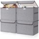 thumbnail image 1 of Large 22 Quart Linen Fabric Foldable Storage Bin Cube Organizer Basket with Flip-Top Lid & Handles, Clothes Blanket Box for Home, Office, Closet, Gray, 1 of 5