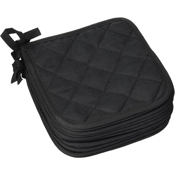 Pot Holders 7" Square Solid Color (Pack of 4) Black Pot Holders For
