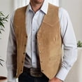 thumbnail image 4 of 1. Men's Western Suedes Vest Cowboy Fitted Waistcoat Sleeveless with Pockets for Weddings, Party & Daily Wear, 4 of 8