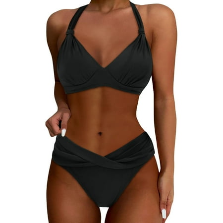 High Waisted Bikini Sets For Women Cheeky Twist High Waisted Bikini Sexy Push Up Womens Bathing Suits 2 Piece Swimsuits Halter Bikini Sets For Women #05 OTHER M