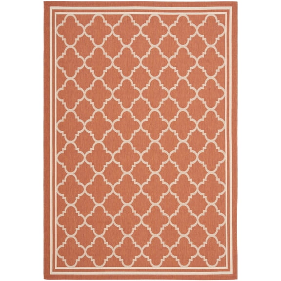 Safavieh Courtyard Alina Geometric Quatrefoil Indoor/Outdoor Area Rug, Terracotta/Bone, 4' x 5'7"