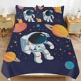 thumbnail image 6 of 3 Pcs Soft Bedding Set, Includes 1 Duvet Cover with Zipper And 2 Pillow,Shams Cartoon Space Astronaut Queen(90"×90"), 6 of 8