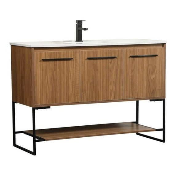 Elegant Decor Sloane 48" Aluminum MDF Single Bathroom Vanity in Walnut Brown