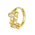 thumbnail image 5 of Wellingsale Ladies 14k Yellow Gold Polished CZ Flower Huggies Hoop Earrings, 5 of 7