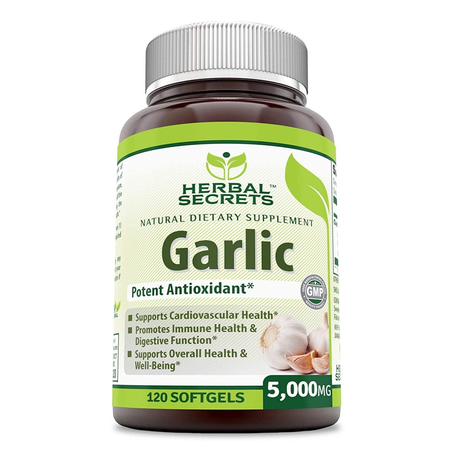 Herbal Secrets Garlic 5000 mg 120 Softgels (Non-GMO) -Supports Cardiovascular Health* Supports Overall Health & Well being*