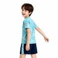 thumbnail image 2 of Grblisyd Boys Summer Outfits Loose Athletic Shorts Set Performance Crew Neck T-Shirt and Mesh Short 2 Piece Sportwear for Active Kids, 2 of 6