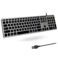 thumbnail image 1 of Macally Backlit Mac Keyboard Wired - Quiet, Sleek, and Functional - 3 Brightness Levels, 107 Keys - 5ft USB Wired Apple Keyboard - Backlit Wired Keyboard f, 1 of 7