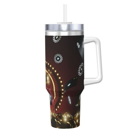 

Uemuo Casino King And Playing Cards Print 40oz Ice Bully With Handle And Straw Stainless Steel Vacuum Insulated Cup And 2 In 1 Straw Lid Insulated Travel Tumbler