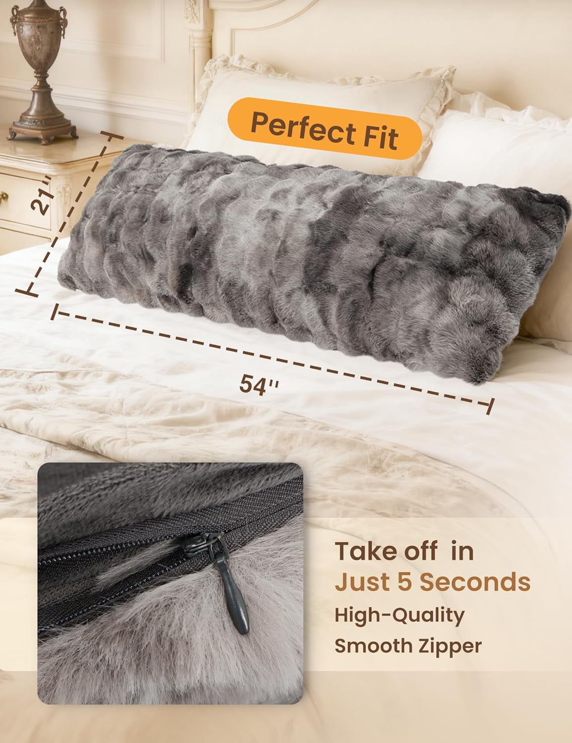 ANHXN Fluffy Bubble Body Pillow –Plush Body Pillow for Sleeping & Lounging, Dual-Sided Soft Cover with Adjustable Memory Foam Filling,