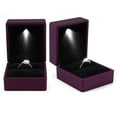 thumbnail image 5 of Ring Box, Jewelry Gift Boxes, Plush Lining Luxurious Square Ring Box with LED Light to Make Jewelry More Dazzling, Conveniently Portable Elegant Ring Box Engagement or Valentine’s Day, Blue, 5 of 6