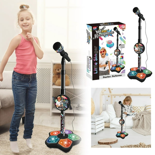 Children's Microphone Toy - Plastic Material, 5 Cool Lights, Realistic Sound Effects, Durable Child-Safe, Encourages Creativity, Attractive Packaging, for Boys & Girls 3+