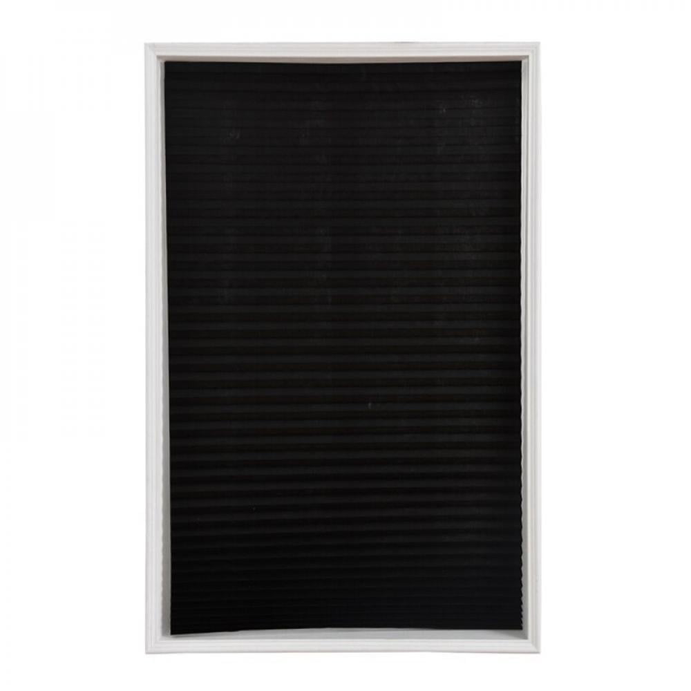 Non-woven Shade Pleated Curtain Cordless Light Filtering Pleated Fabric Shade,Easy to Cut and Install, with 4 Clips Black