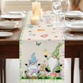 thumbnail image 3 of Table Runners 108 Inches Long Dress Scarves, Happy Easter Farmhouse Coffee/Dining/Kitchen Table Runner for Living Room, Green Blue Gnomes Bunny Flowers Striped 13x108 Inch, 3 of 9