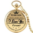 thumbnail image 2 of EDHITNR Engraved Pocket Watch for Son, Commemorative Waist Chain Pocket Watch with Gift Box, Fashion Lettering Mens Pocket Watches for Birthday Graduation Christmas Gifts, Gold, 2 of 3