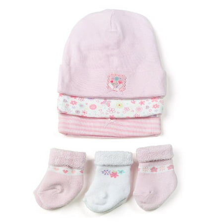 Gerber 3-Pack Cap and Sock Set, Pink