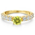 thumbnail image 3 of Gem Stone King 14K Yellow Gold Canary Mystic Topaz and Lab Grown Diamond Engagement Ring for Women | 1.88 Cttw | Round 6MM | Gemstone November Birthstone | Size 8, 3 of 6